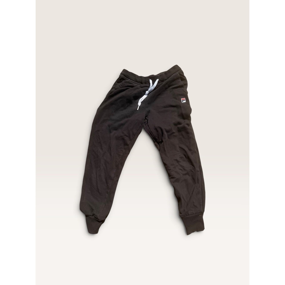 FILA Classic Logo Jogger Sweatpants Black Drawstring Cuffed Athletic Pants